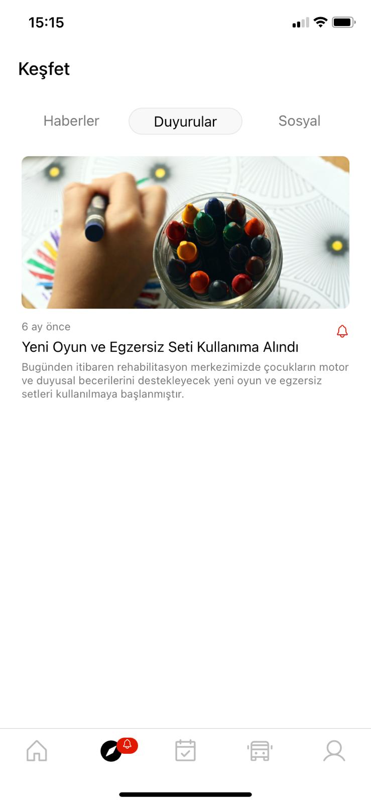Rehapp öğrenci takip mobil ekranı