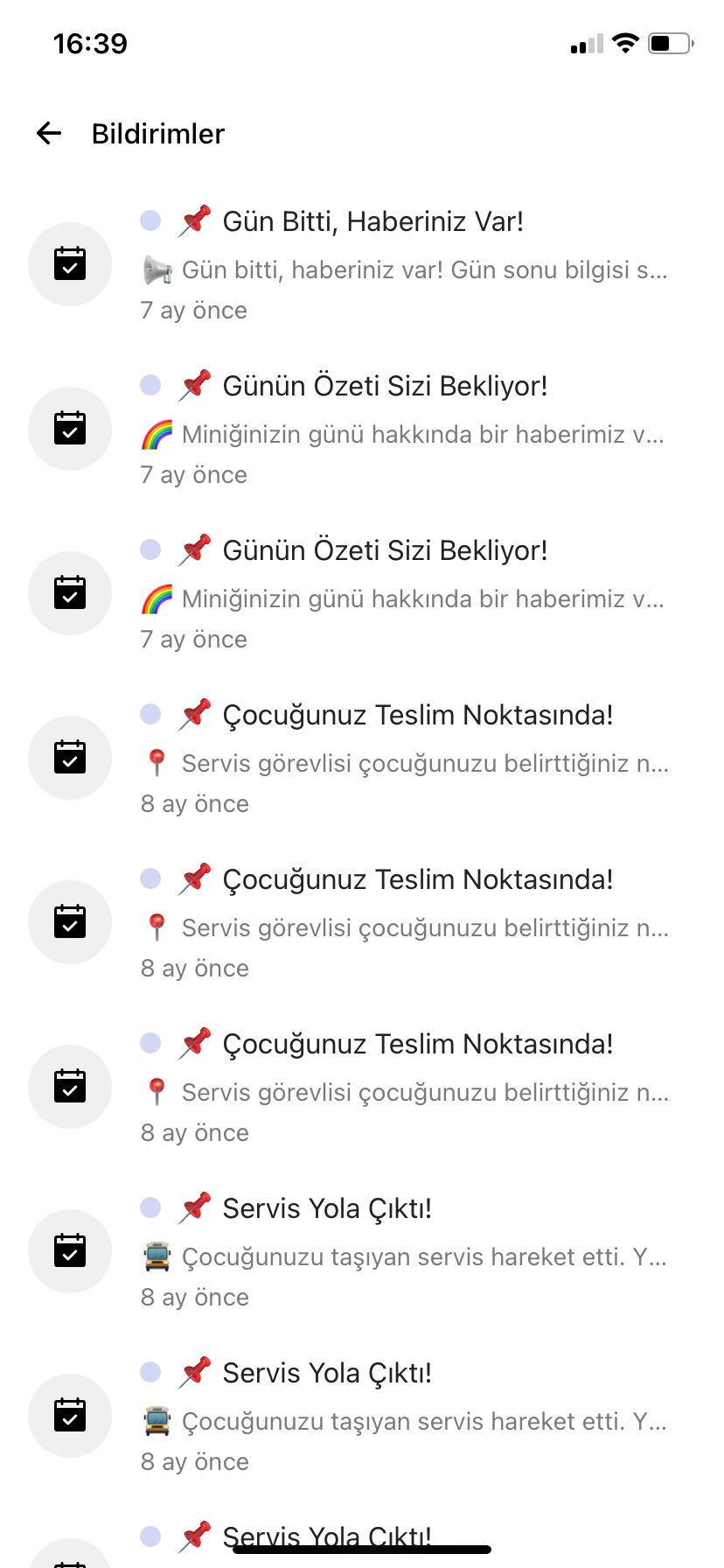 Veli mobil uygulaması bildirim merkezi